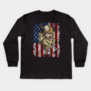 Viking Nordic Warrior American Kids Long Sleeve T-Shirt